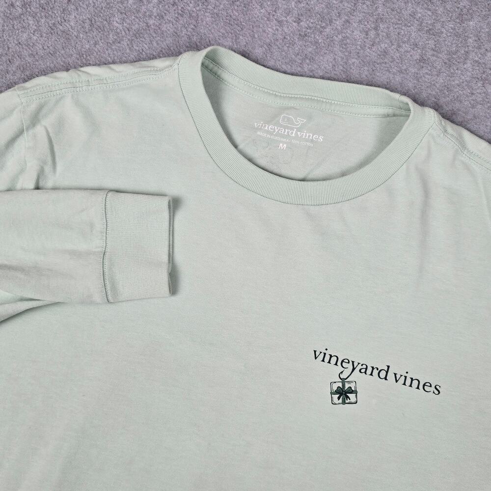 Vineyard Vines Medium Light Green Holiday Long Sleeve T-Shirt Christmas Tree